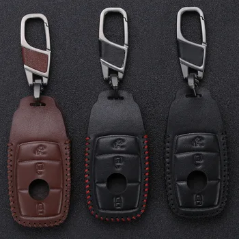 

High Quality Genuine Leather Car Key Case For Mercedes Benz 2017 E Class W213 key Chain Ring Cover Car Styling Accessories