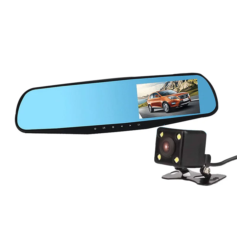 

Dual camera (without memory card) New 4.3 inch gold black side rearview mirror driving recorder double lens HD before and after