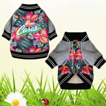 

Pet Dog Clothes Hooded Cotton Outfit For Dogs Hondenkleding Hawaii Aloha French Bulldog Dog Coat Padded Warm Pet Jacket Flower D