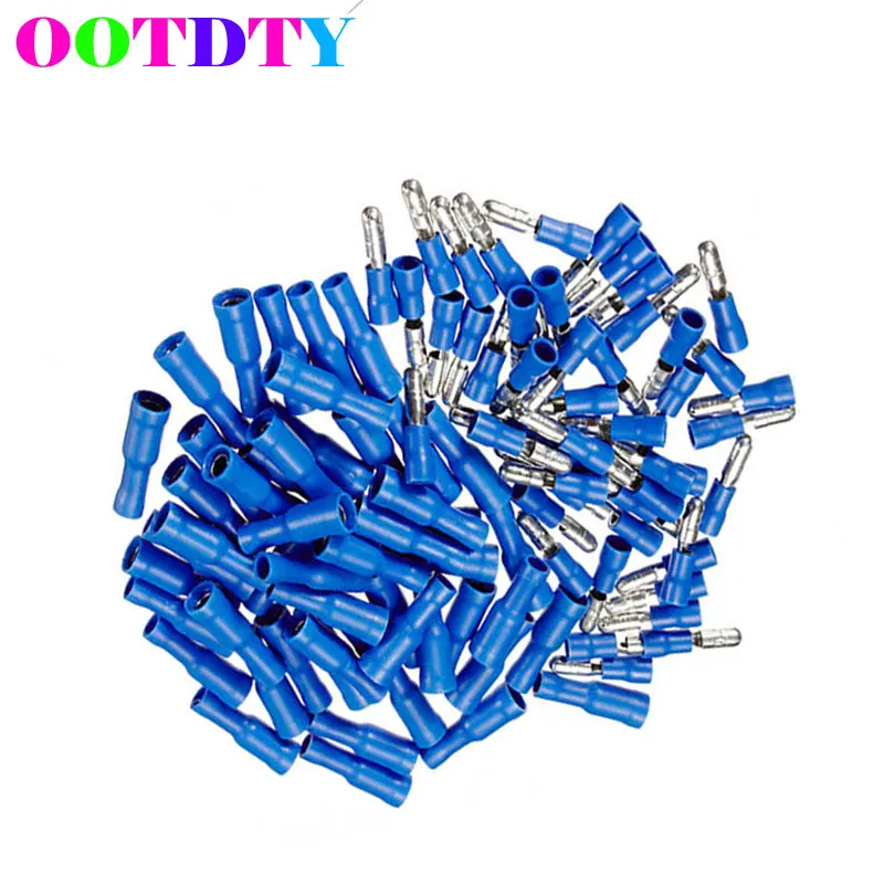 

100pcs/lot Male Female Blue Insulated Bullet Connector Terminals 16-14AWG Wire Kit