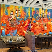 Пользовательские масштабные фрески зеленые обои рок музыка Ретро фон настенная декоративная бумага для рисования де parede