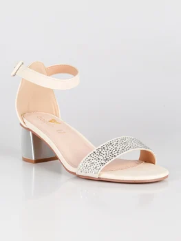 

BRACCIALINI wide beige high-heeled Sandals Rhinestone