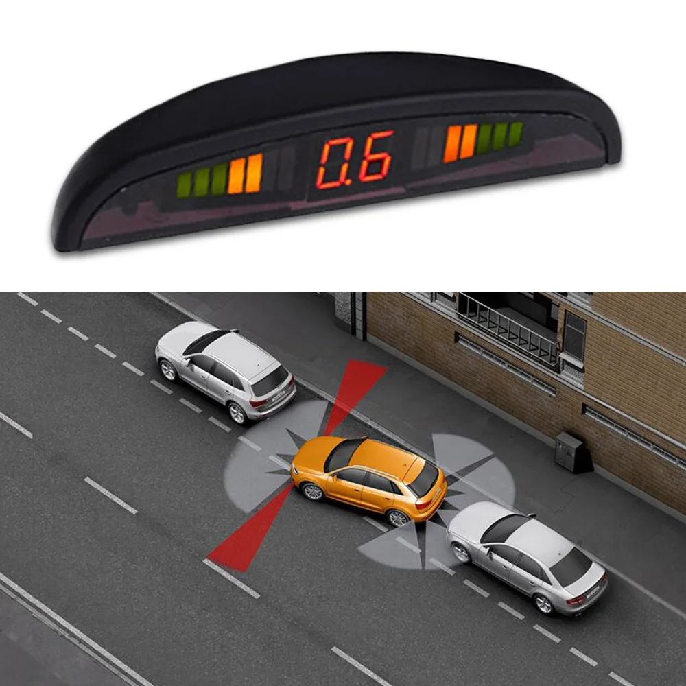 

Car Auto Parktronic LED Parking Sensor With 4 Sensors Reverse Backup Car Parking Radar Monitor Detector System Backlight Display