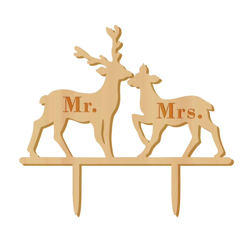 Бесплатная доставка Buck And Doe Mr & Mrs торт Топпер The Hunt Is Over Deer Heart Деревянный Торт для