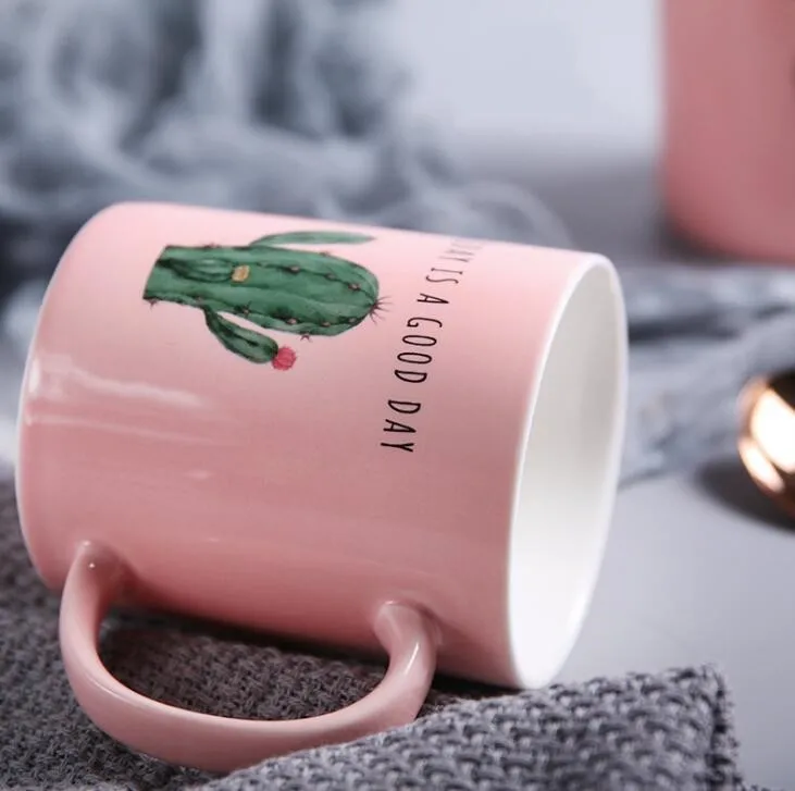 TECHOME креативная розовая керамическая кружка кактус Печать Растений пара чашка кофе молоко кружка для дома и офиса подарок для друга