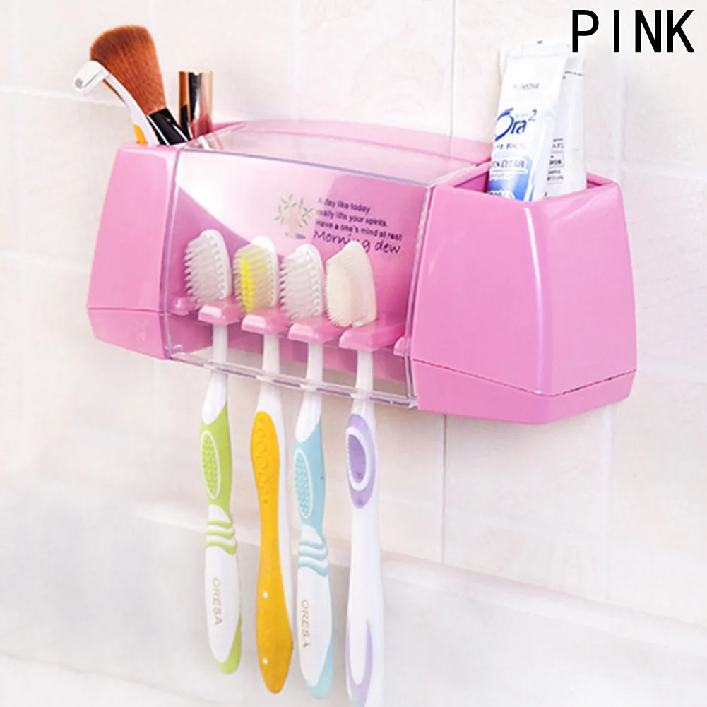 Горячая многофункциональная зубная щетка держатель коробка аксессуары для ванной комнаты всасывающие крючки держатель зубной щетки - Цвет: HG6859PK