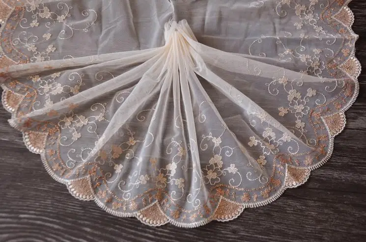 

1 Meter 23cm Width Flower Embroidered Net Lace Trim Ribbons DIY Sewing Fabric Garment Accessories Free Shipping