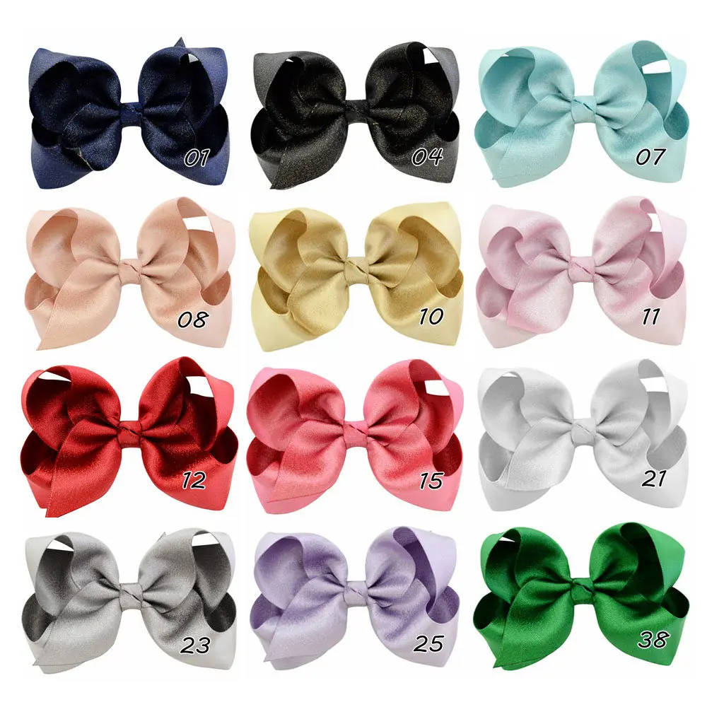 Retail 12 color 4 Inch Boutique New hair bows Solid Ribbon Bowknot Handmade DIY Hair Accessories With Alligator Clip 757