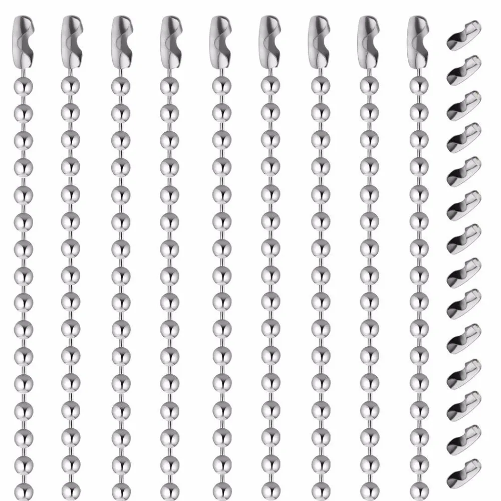 

10 pcs beaded ball chain necklace,316L stainless steel jewelry finding dog tags for pendant chains making 2mm