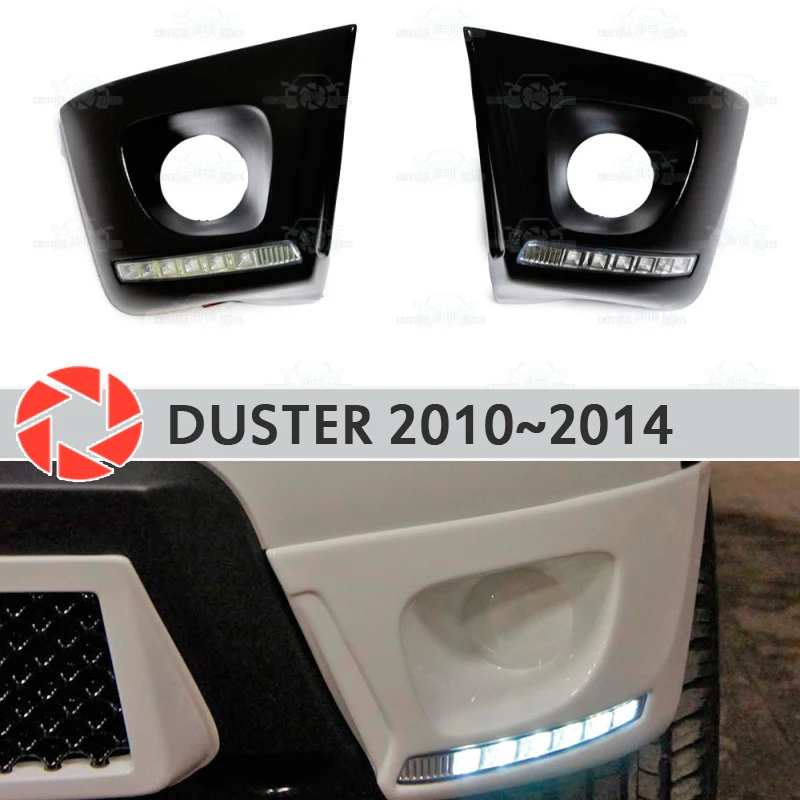 Lining the front fog lights with DRL LED for Renault Duster 2010-2014 decoration accessories car stylingplate