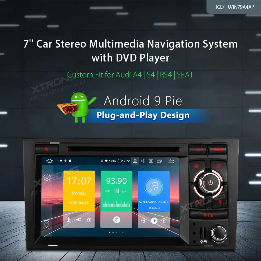 Best XTRONS Android 9.0 Car Stereo DVD Multimedia Player for Audi A4 S4 RS4 2002-2007 2008 SEAT Exeo GPS Navigation Plug Play Design 0