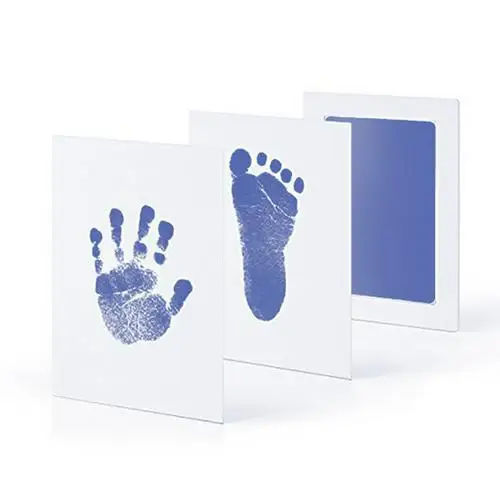 Отпечаток руки ребенка отпечаток ноги нетоксичный новорожденный отпечаток руки Inkpad водяной знак младенческой сувениры литья глиняные игрушки подарок - Цвет: light blue