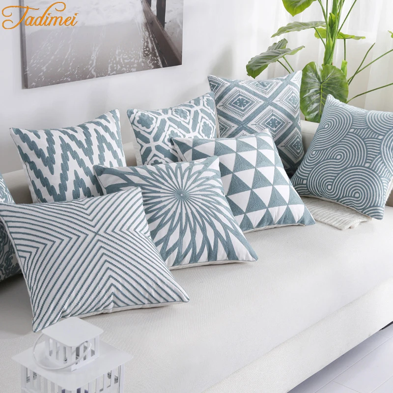 

18x18 inch 45x45 cm Outdoor Garden Sofa Chair Bed Back Lumbar Cushion Cover Throw Hold Pillow Case Embroidery Pillowcase Luxury