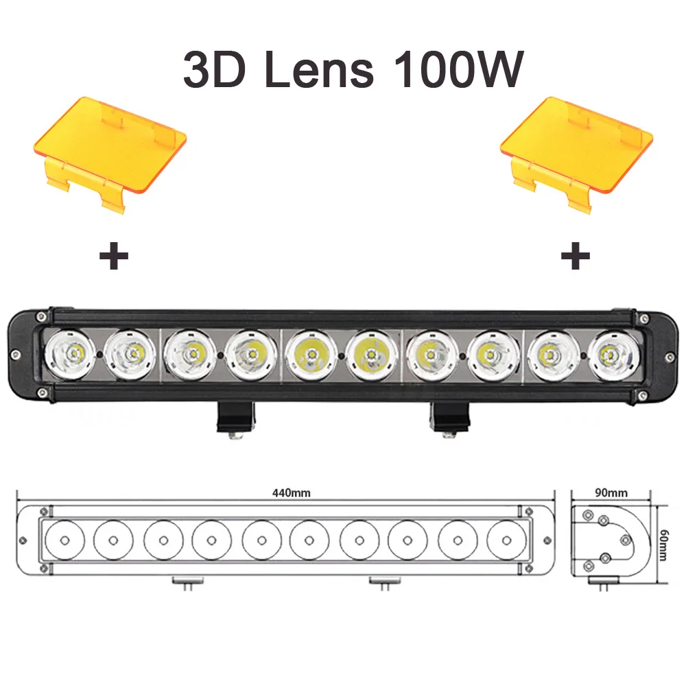 Янтарь в один ряд Светодиодный светильник бар пятно Наводнение Combo Луч для 4x4 внедорожный УАЗ ATV SUV трактор грузовик лодка 12 в 24 В вождения Barr светильник s - Цвет: 3D 100W