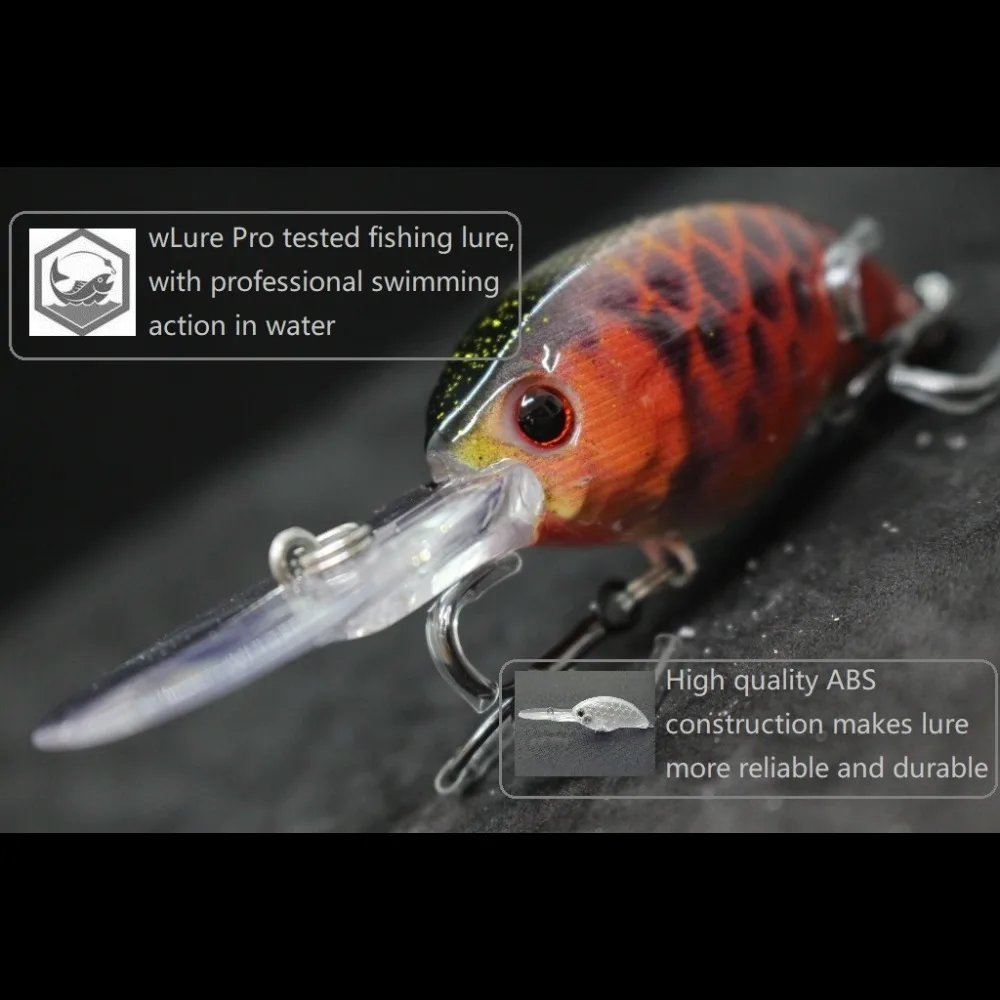 WLure 11g 8.5 سنتيمتر المياه العميقة الجلد الحقيقي اللوحة ضيق العائمة Crankbait شفرة قاطعة التريبل خطاف الصيد السحر HC733