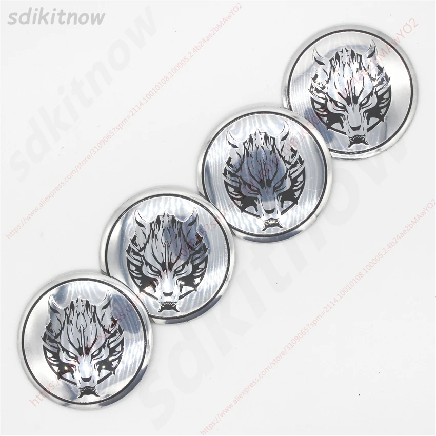 

4pcs Car Wolf Head Wheel Center Hub Caps Cover Rim Sticker Emblem Badge Styling For VW BENZ BMW AUDI OPEL Renault TOYOTA Skoda