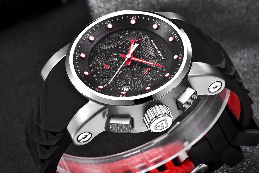 Мужские часы PAGANI, дизайнерские Роскошные брендовые часы, мужские водонепроницаемые часы с силиконовым ремешком, модные кварцевые часы с хронографом
