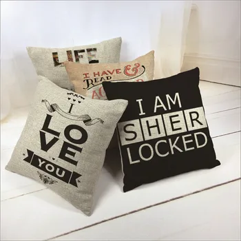 

Beautiful Home Decorative Throw Pillows Case Sherlock Cotton Linen Seat Cushion Cover For Sofa Home Decor Almofadas 45X45cm QX43