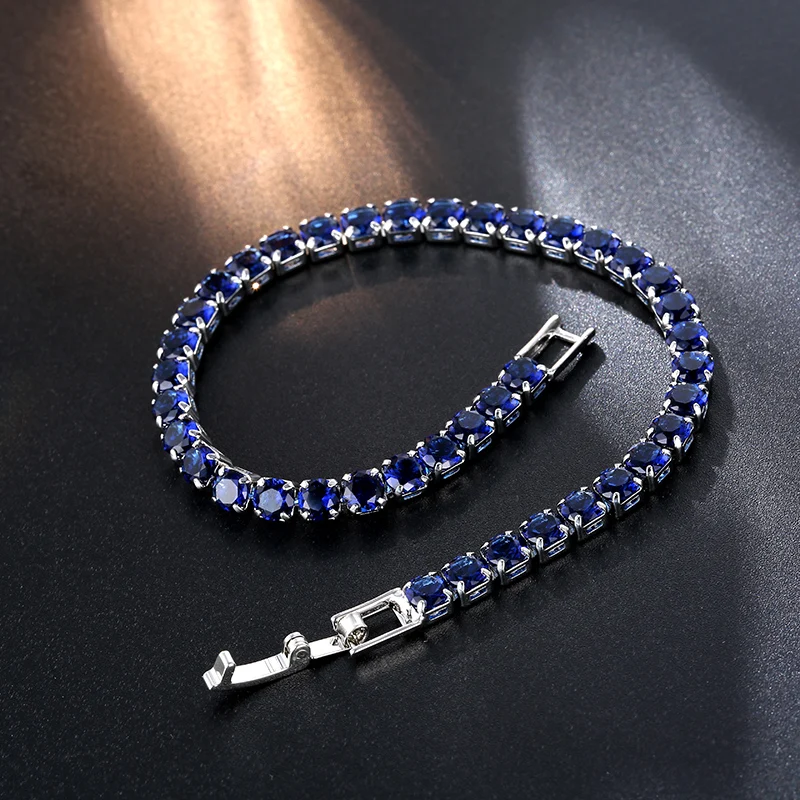 CARSINEL Новая мода кубический цирконий темно-синий браслет для женщин Серебряный Цвет Ювелирные Браслеты Аксессуары BR0253A