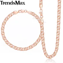 Trendsmax – ensemble de bijoux pour hommes et femmes, chaîne à maillons cubains, jaune, blanc, Rose, or rempli, 585, 5mm, KGSM03