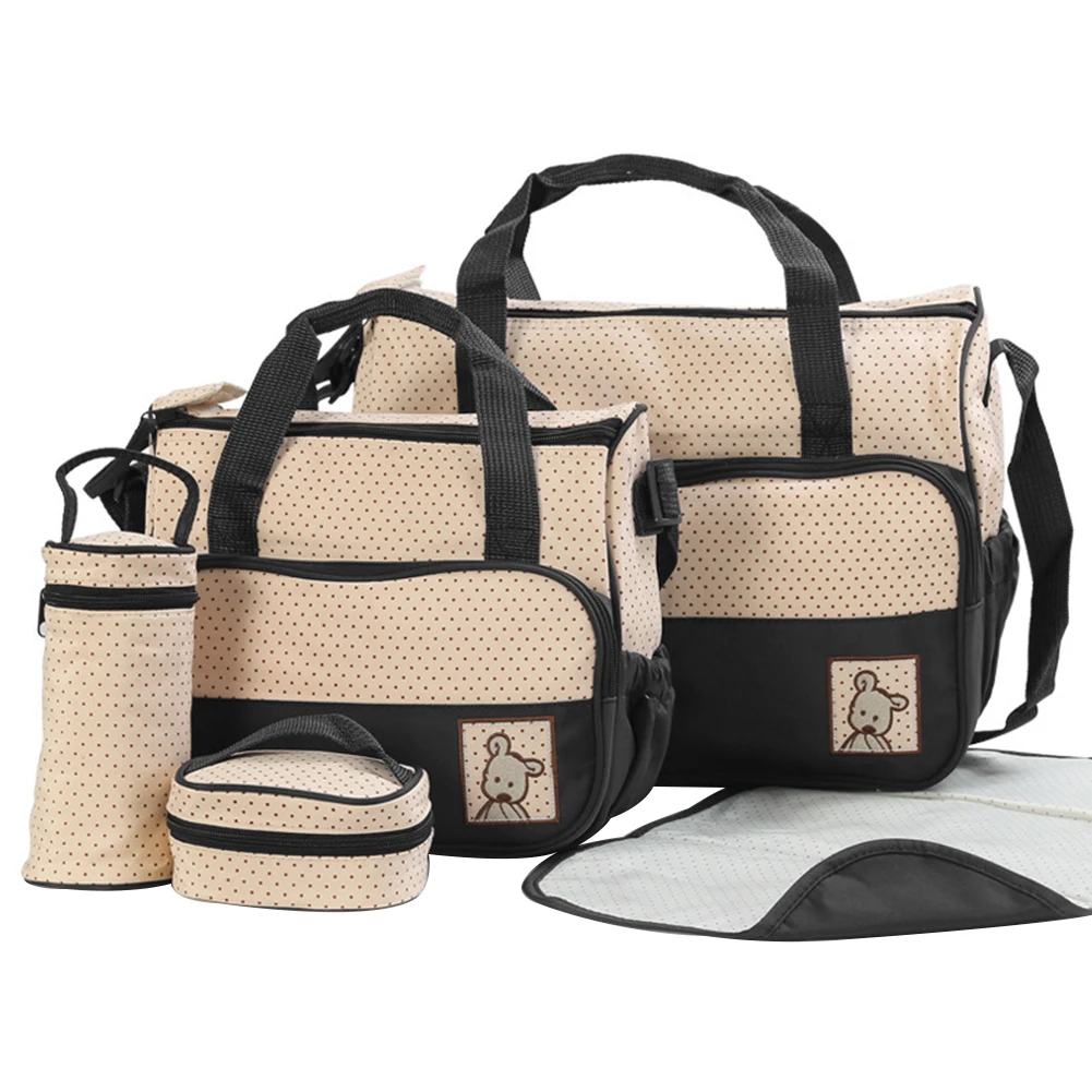 

5Pcs Multi-Functional Baby Diaper Changing Pad Tote Handbag Mummy Mother Bag