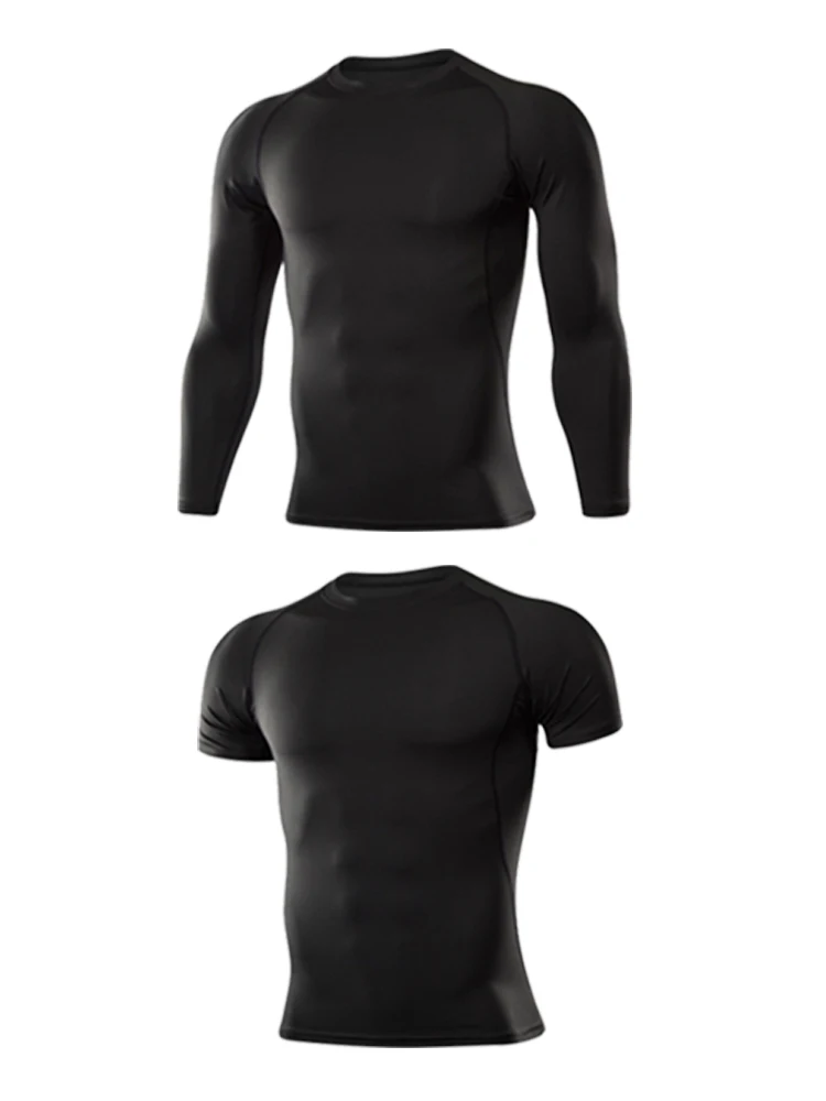 

Men Compression Running jogging Suits Clothes Sport Set Training Long T-shirt And Pants Gym Fitness workout Tights clothes Black