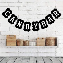 Papel Kraft DIY Candy Bar banderines Banner para Vintage boda Baby Shower fiesta de cumpleaños Navidad Fiesta de noche dulce Decoración de mesa