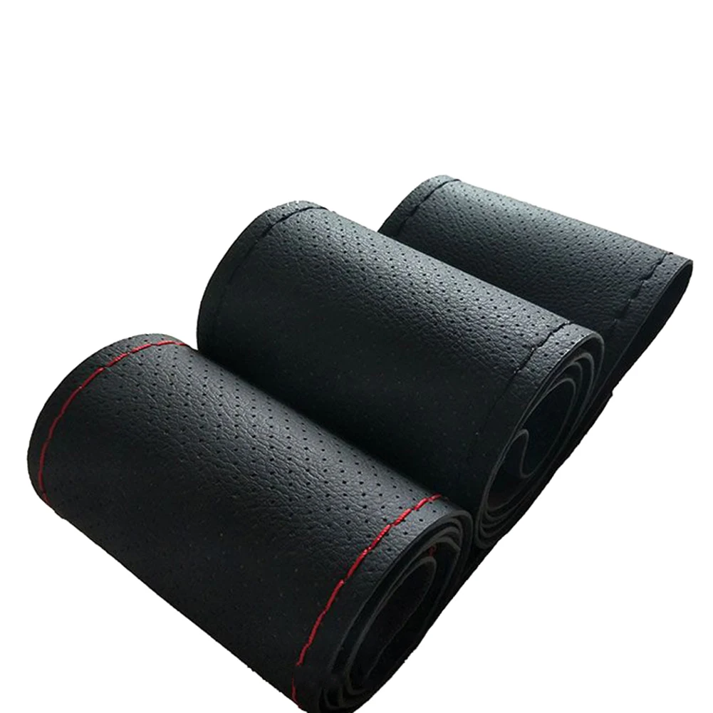 New 38cm Genuine Leather Auto Car Steering Wheel Cover Soft Anti-slip Car Steering Cover Black Braid With Needles and Thread New 38cm Genuine Leather Auto Car Steering Wheel Cover Soft Anti-slip Car Steering Cover Black Braid With Needles and Thread