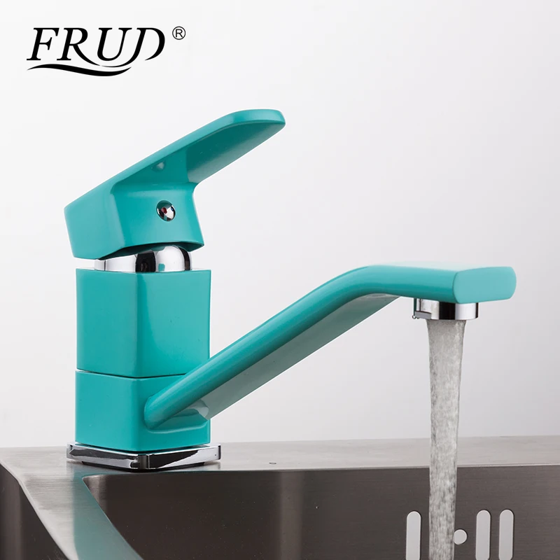 

FRUD Spray Painting Kitchen Faucet Mixer Cold and Hot Water Kitchen Tap Chrome Water Tap Green Kitchen Water Tap torneira R45303