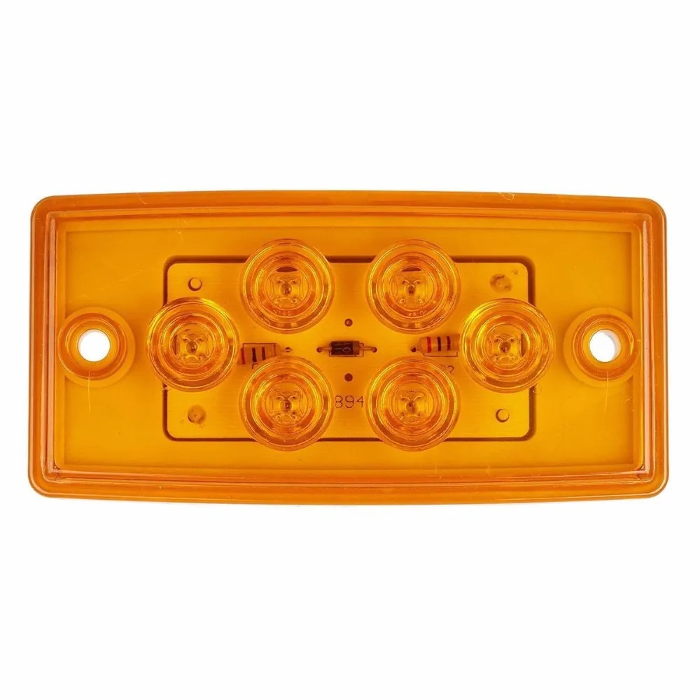 Rectangle Amber 6 LED Cab Roof Top Clearance Marker Light for Freightliner 5PCS