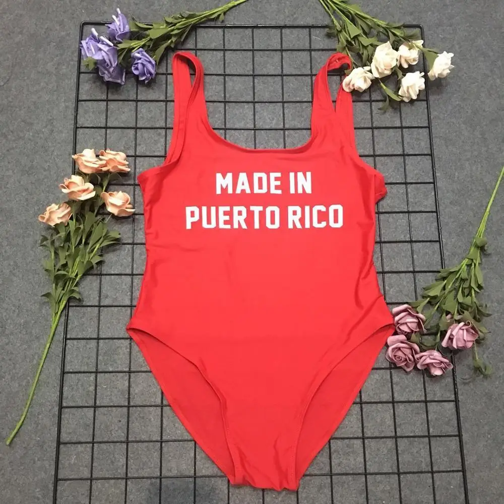 bathing suit swimwear woman swimsuit one piece made in puerto rico beachwear letter print high