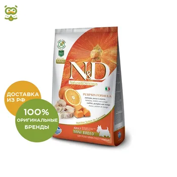 

N&D Dog GF Pumpkin Codfish & Orange Adult Mini корм для взрослых собак мелких пород, Треска и апельсин, 800 г.