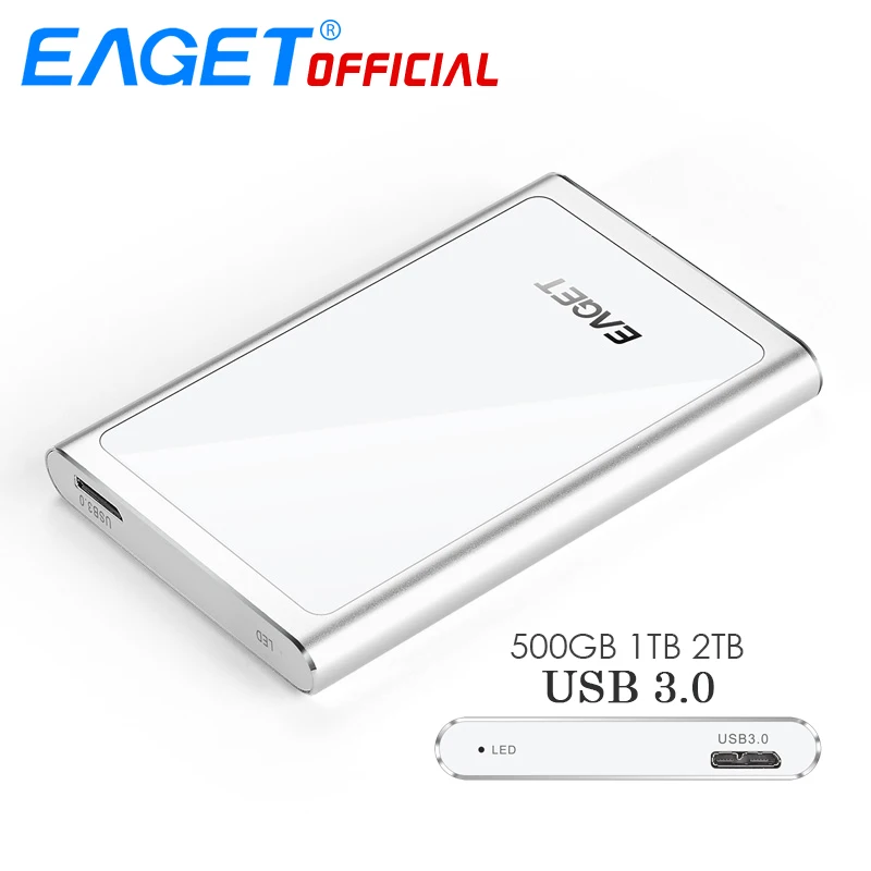 

EAGET HDD 2.5 External Hard Drives 1TB USB 3.0 High Speed 500GB 2TB HDD Mobile Hard Disk Shockproof Desktop for PC Laptop Tablet