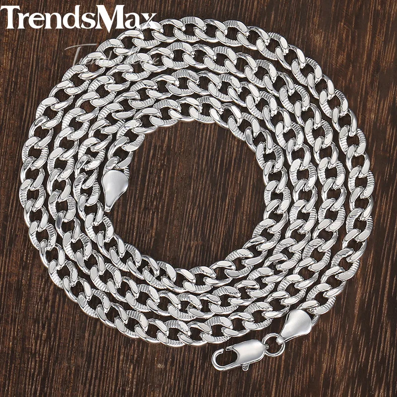 Trendsmax Curb Cuban Link Chain Womens Bracelet Necklace Jewelry Set Men Yellow White Rose Gold Filled 585 5mm KGSM03