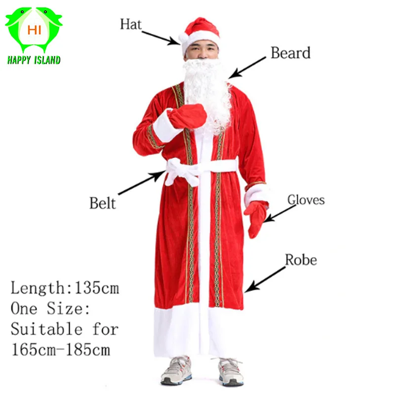 Рождественские костюмы для взрослых, Женский костюм Санта-Клауса, мужской Рождественский карнавальный костюм на год, праздничный костюм для девочек, костюмы для вечеринок - Цвет: 1 Set