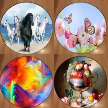 Абстрактные розовые цветочные бегущие лошади 3d фрукты микрофибра круглые ковры для гостиной кухни спальни ванной комнаты