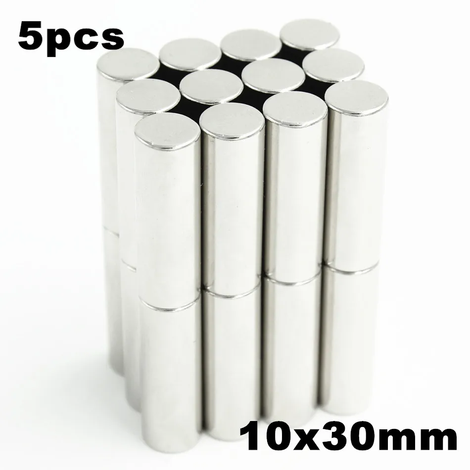 

5pcs 10x30mm Super Powerful Strong Bulk Small Round NdFeB Neodymium Disc Magnets Dia 10mm x 30mm N35 Rare Earth NdFeB Magnet