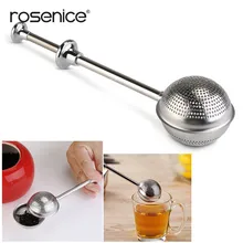 Кухонные принадлежности аксессуары ROSENICE Шарообразная протекающая ложка из нержавеющей стали толчок стиль ситечко для заварки чая(серебро