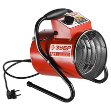 Пушка тепловая электрическая ЗУБР ЗТП-М1-2000(3 уровня мощности 30/1000/2000 Вт, площадь обогрева до 24 кв.м, регулировка угла воздушного потока