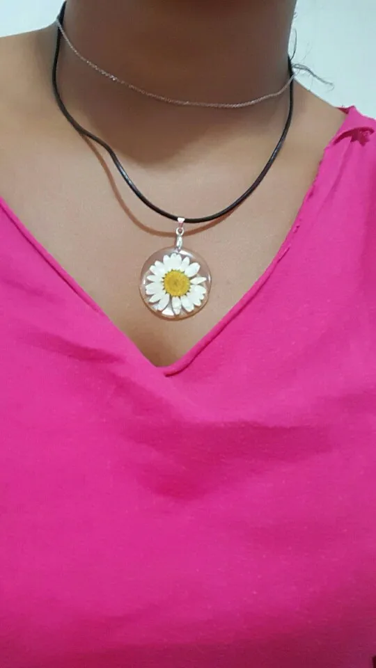 Free!! Just Pay $5.95 For Shipping Sale - Handmade Boho Resin Dried Flower Daisy Necklace 45Cm