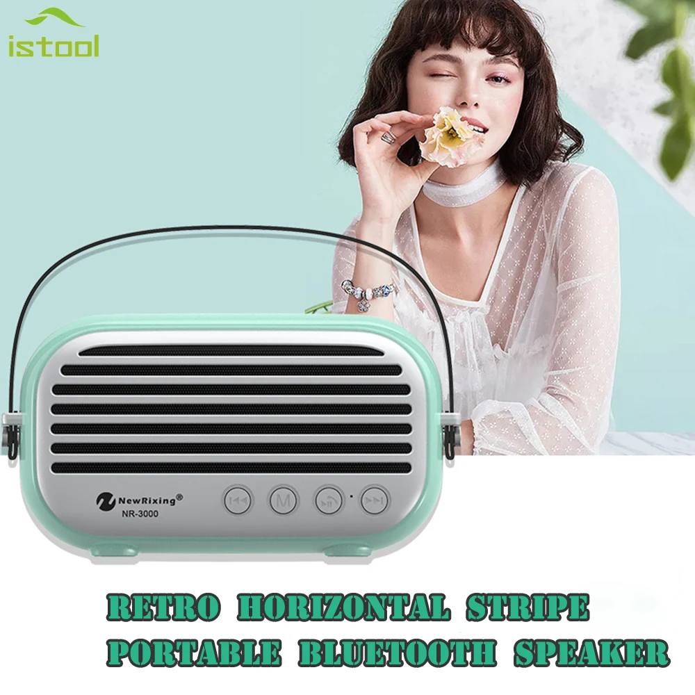 

HIFI 3D Loudspeakers NR3000 Retro Horizontal Stripe Portable Wireless Bluetooth Speaker With mic TF Card Aux FM Radio for xiaomi