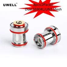 8 шт. оригинальная Корона Uwell 4 UN2 Mesh /Dual SS904LCoil головка 0.23ohm 0.2ohm 0.4ohm