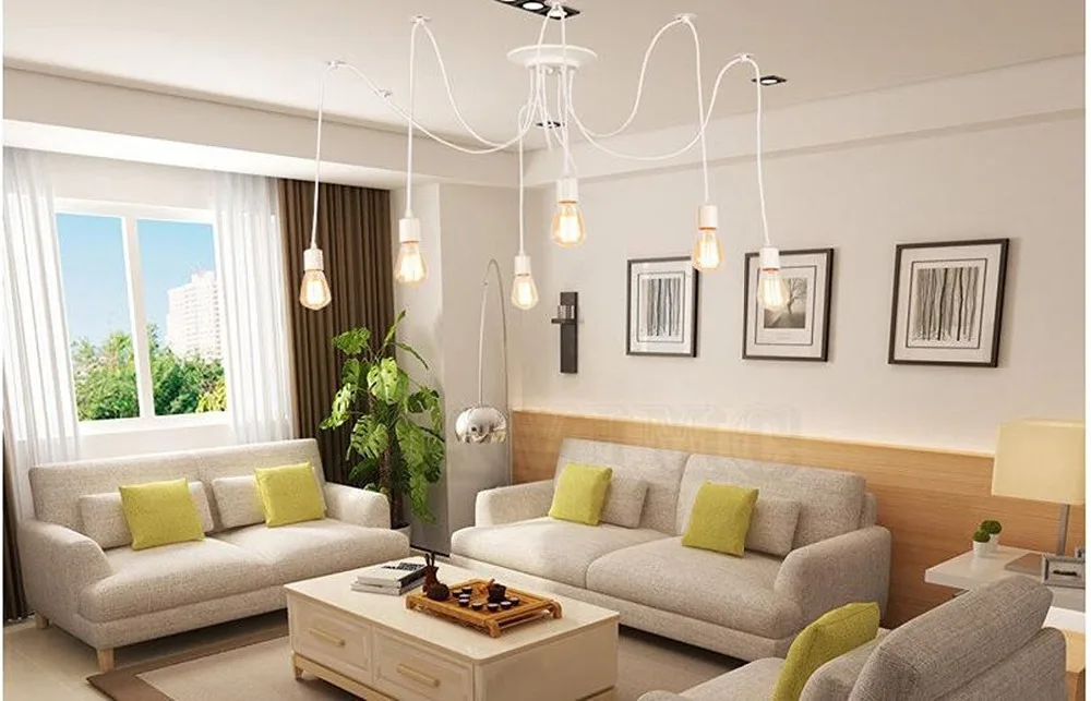 Branco 10 Luzes Lustre Retro Edison Lâmpada Loft Luz Pingente Aranha Restaurante Armazém ac 85 V-260 v 5 - 6 8 Mod. 135979 4 Branco 5 6 8 10 luzes lustre