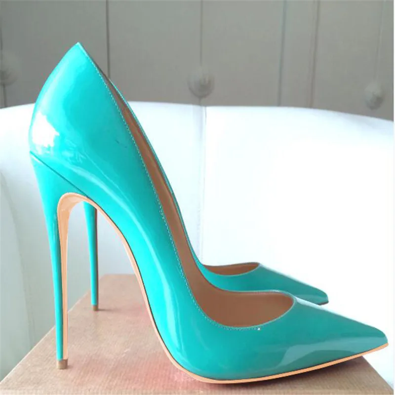 

Free shipping fashion women Pumps mint patent leather sexy lady Pointy toe high heels shoes size33-43 12cm 10cm 8cm party shoes