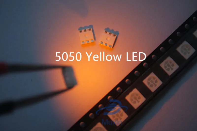 100 шт. 5050 SMD светодиодный чип желтый сверхъяркий 60 мА DC 2 в бусины для