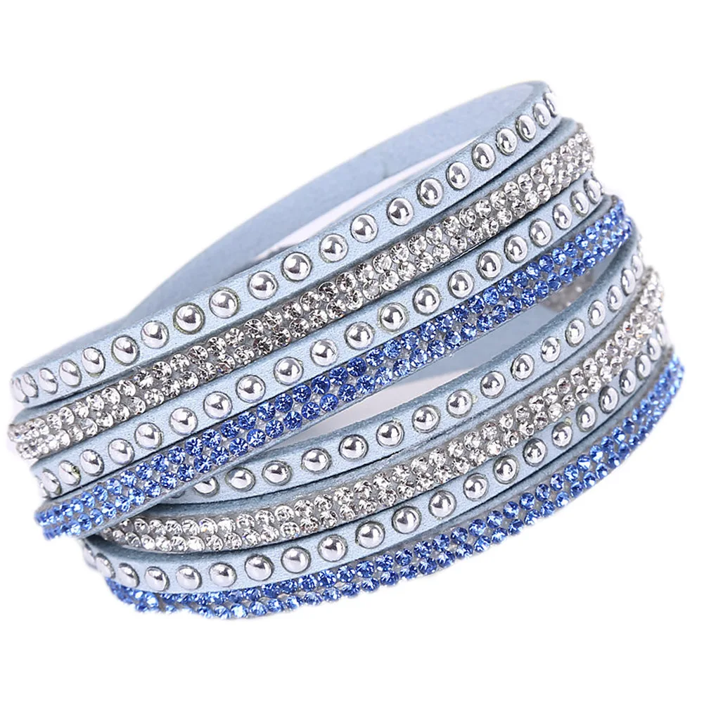 

Hot Drill Bangle For Girl/women Gift Handmade Velvet Bracelet With Bling Rhinestone Wrap Leather Bracelet