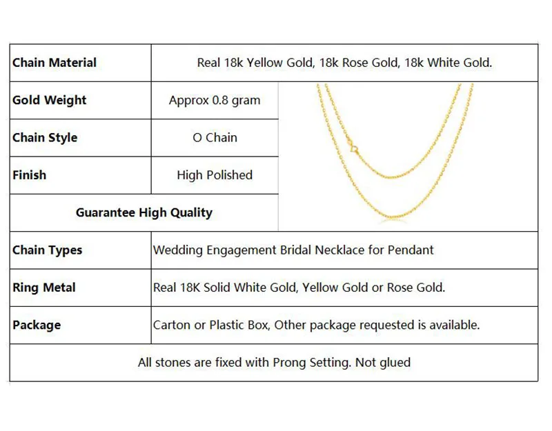 ANI 18 K желтое золото(AU750) цепочка ожерелье для женщин помолвка хорошие Свадебные украшения O Цепь для кулона 16 дюймов или 18 дюймов