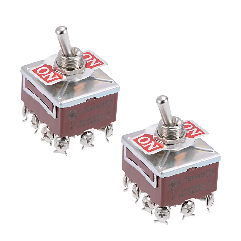 

UXCELL 2Pcs Rocker Toggle Switches Heavy-Duty 10A 380V 15A 250V 6/12P (Momentary ON)/OFF/(Lacthing ON) Metal Bat Switch Supplies