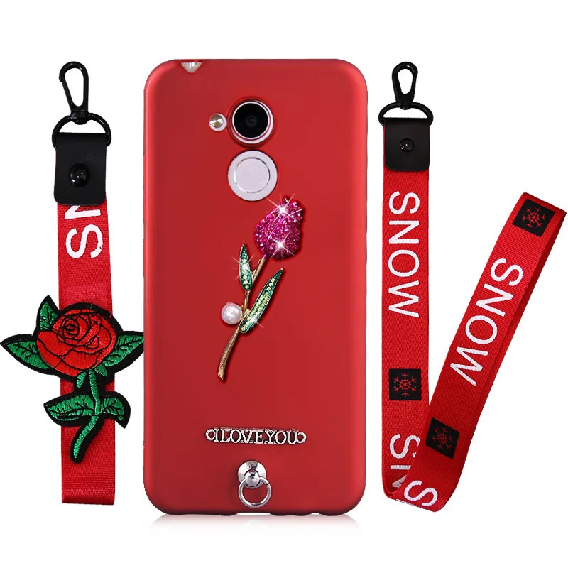 

Luxury Rose Patterned Lanyard Bling Hard Mdbile Phone Shell For Sony Xperia XZ1 XA1 XA2 L2 XZ2 Ultra Compact Plus Case Cover