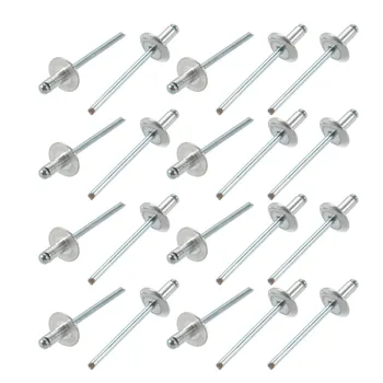 

20 Pcs 4mm x 8/10/13/16/20mm Rivets Aluminum Open End Large Flange Blind Rivet Fasteners For Buildings Cars Ships Aircraft
